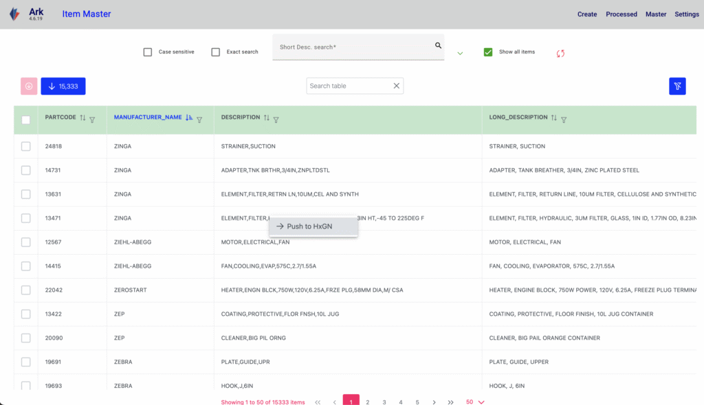 Ark Ark - Item Master